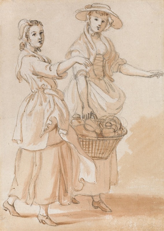 Two Girls Carrying a Basket — Paul Sandby