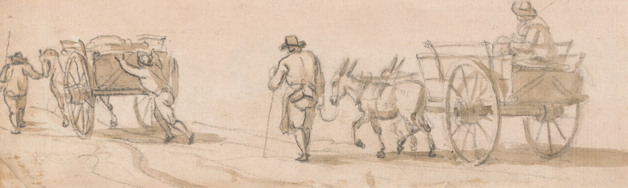 Two Wheeled Cart and Figures by Пол Сэндби — digital art print download