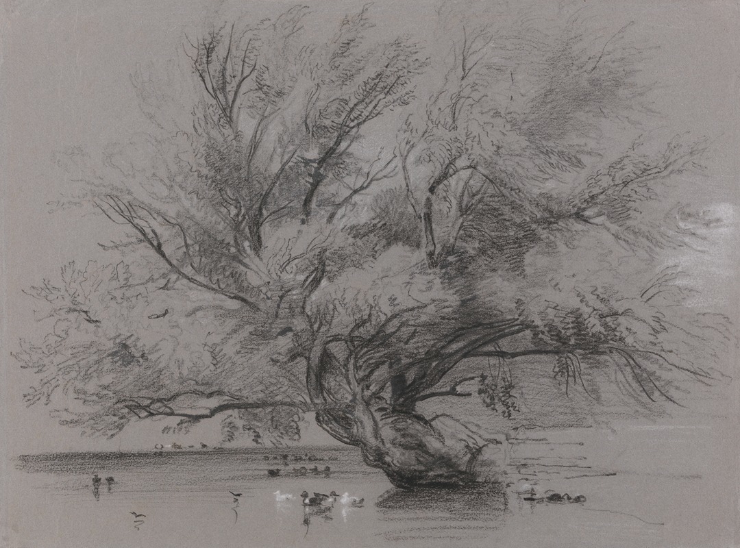 Pond with Willow Tree and Ducks by Peter DeWint — digital art print download