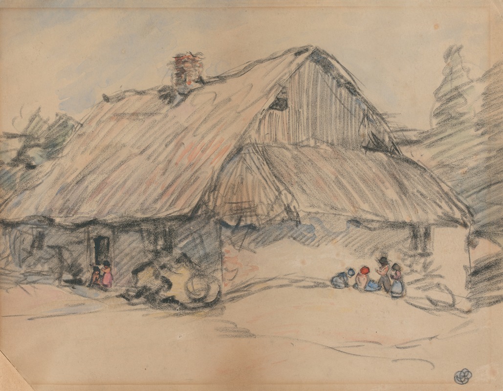 Farmhouse with Children by Роберт Полхилл Беван — digital art print download