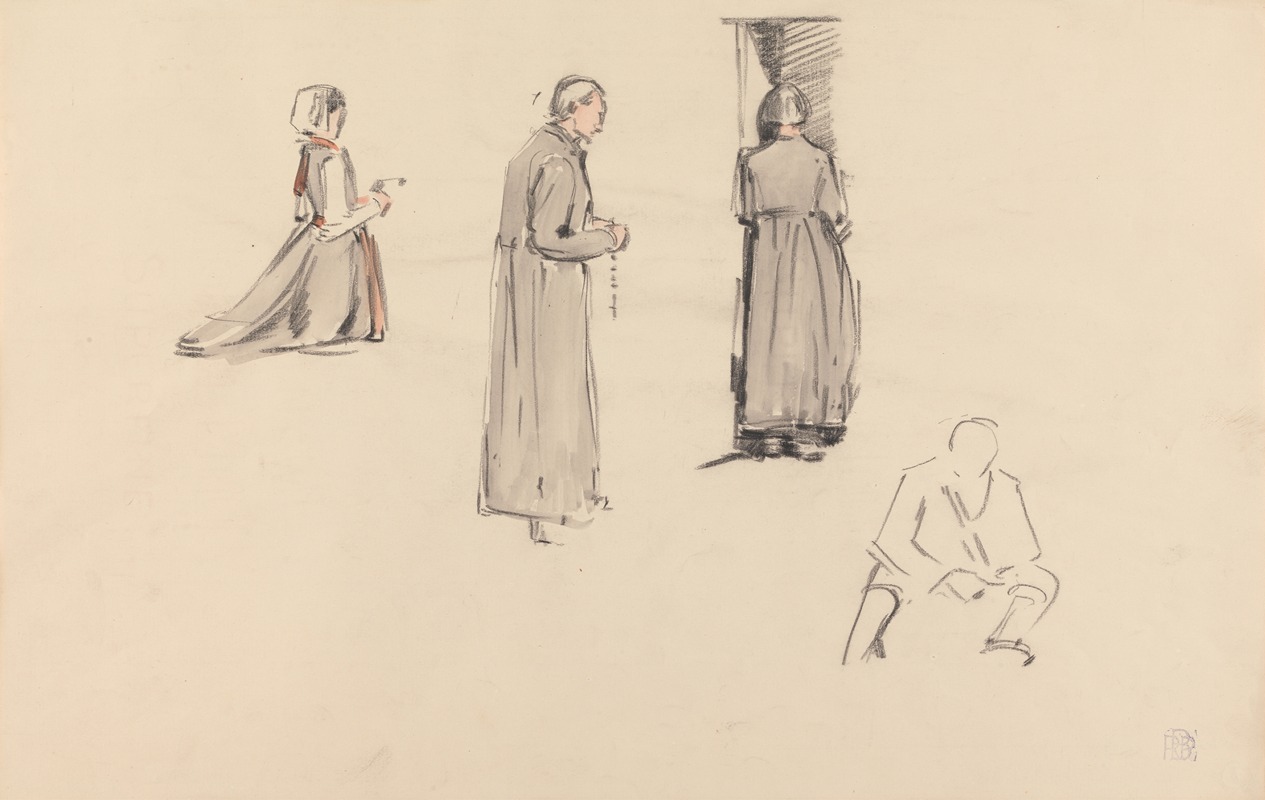 Figures at Mass, Poland by Роберт Полхилл Беван — digital art print download