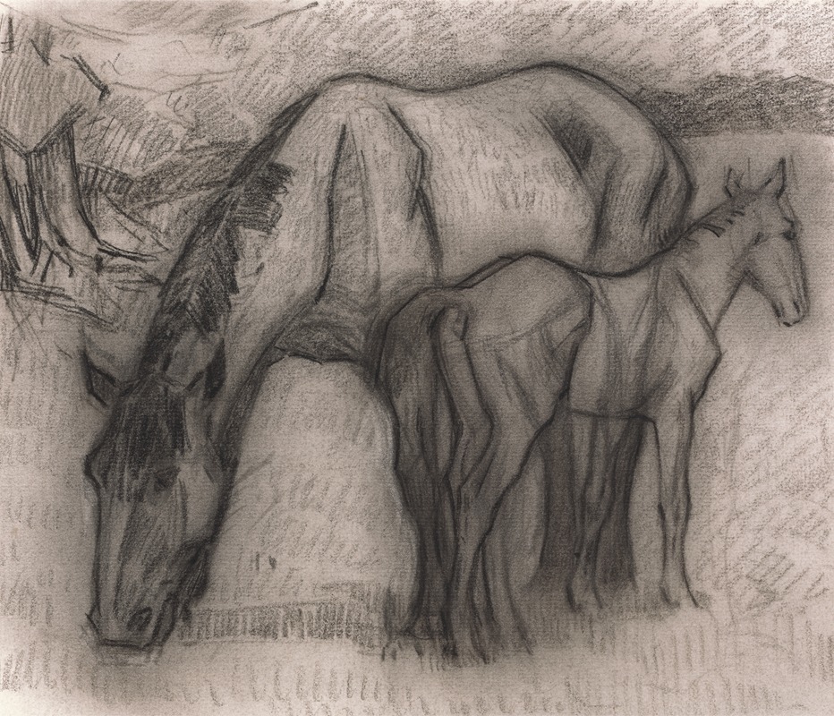 Study for Mare and Foal, Lytchetts, Clayhidon — Robert Polhill Bevan