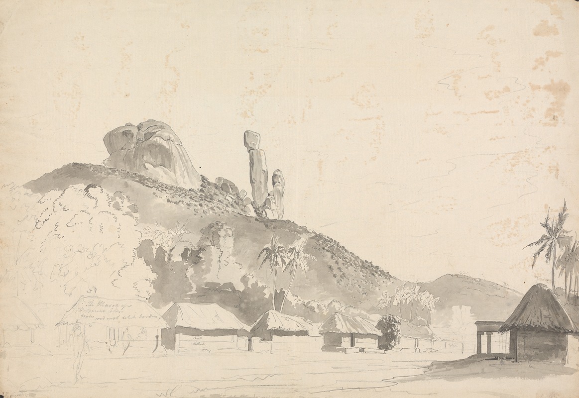 Rock Formation Above a Village by Самуэль Дэвис — digital art print download