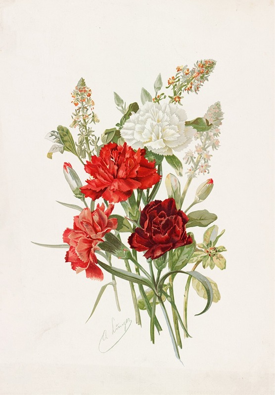 Carnations and Mignonette by Alois Lunzer, 1885 — digital art print download