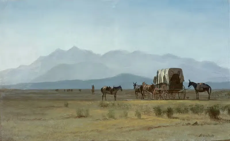 Surveyor’s Wagon in the Rockies — Albert Bierstadt