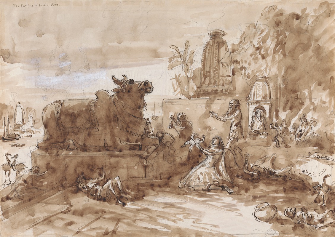 Famine in India by Уильям Симпсон, 1866 — digital art print download