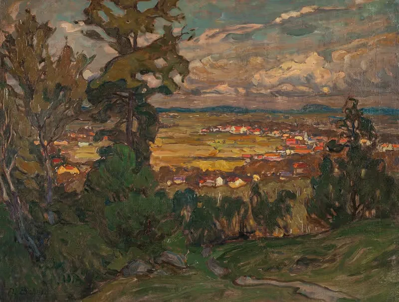 Landscape with a Village. Study from North Norway — Anna Boberg