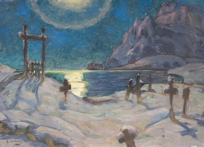 Кладбище в горах. Эскиз с Лофотен by Анна Боберг, 1920 — digital art print download