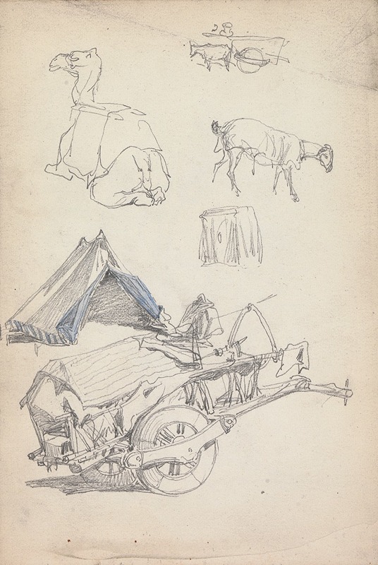Man on Cart, and Animals by Уильям Симпсон, 1860 — digital art print download