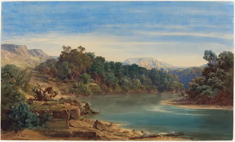 Вдоль реки Иордан (лицевая сторона) by Август Лёффлер, 1849-1850 — digital art print download