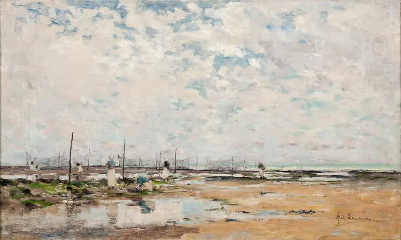 Пляж в Вильервиле, Нормандия by Аксель Линдман, 1878 — digital art print download