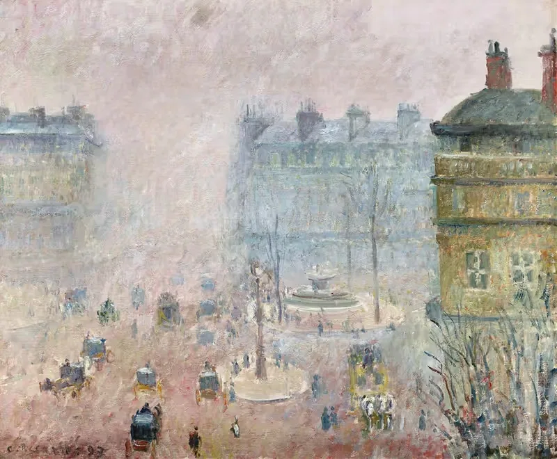 Place du Theatre Francais,Fog Effect — Camille Pissarro