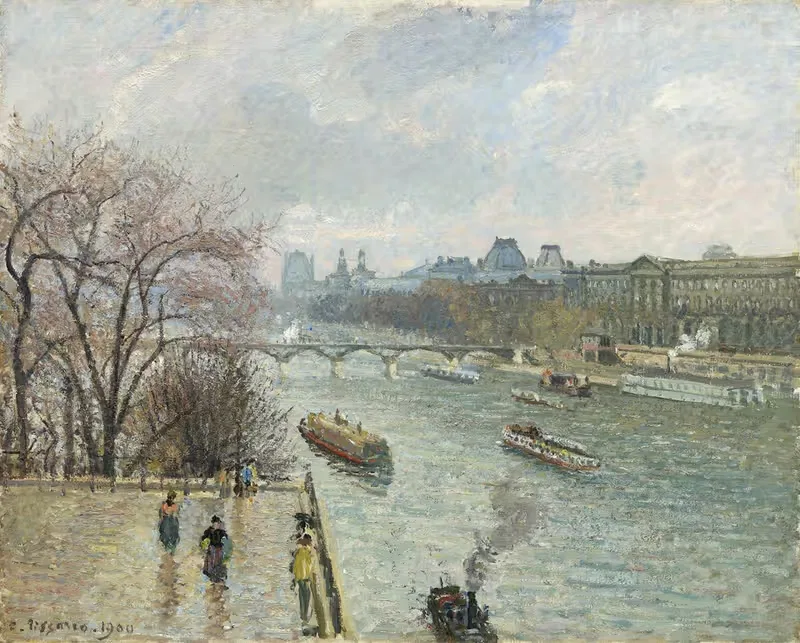 The Louvre,Afternoon Rainy Weather — Camille Pissarro