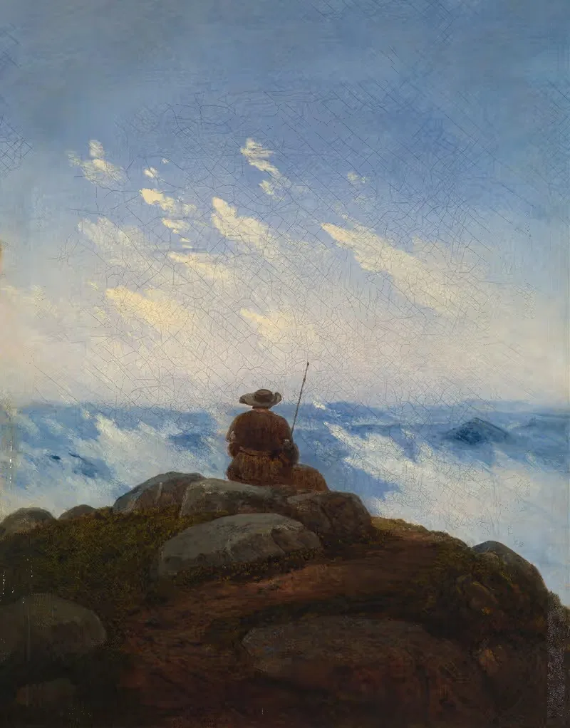Wanderer on the Mountaintop by Carl Gustav Carus, 1818 — digital art print download
