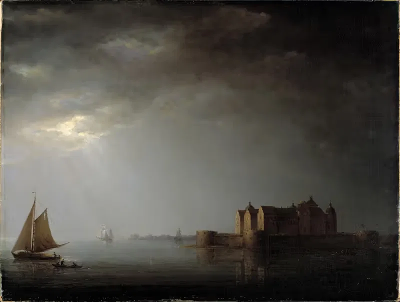 Замок Кальмар при лунном свете by Карл Йохан Фалькранц, 1835 — digital art print download