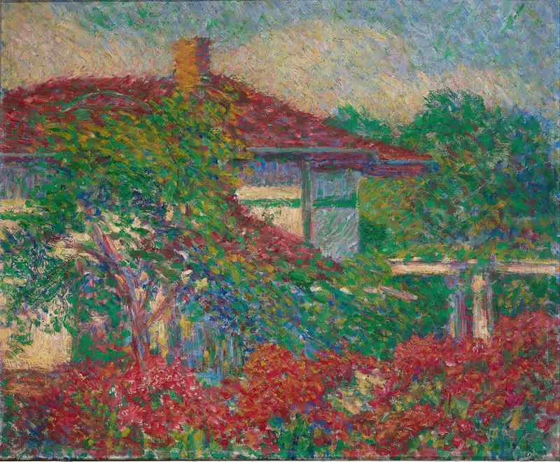 Landscape with Red Roof Building — Carl Newman