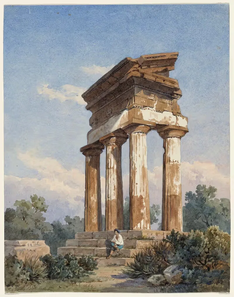 Руины храма в Агридженто by Карл Вильгельм Гётцлофф, c. 1825 — digital art print download