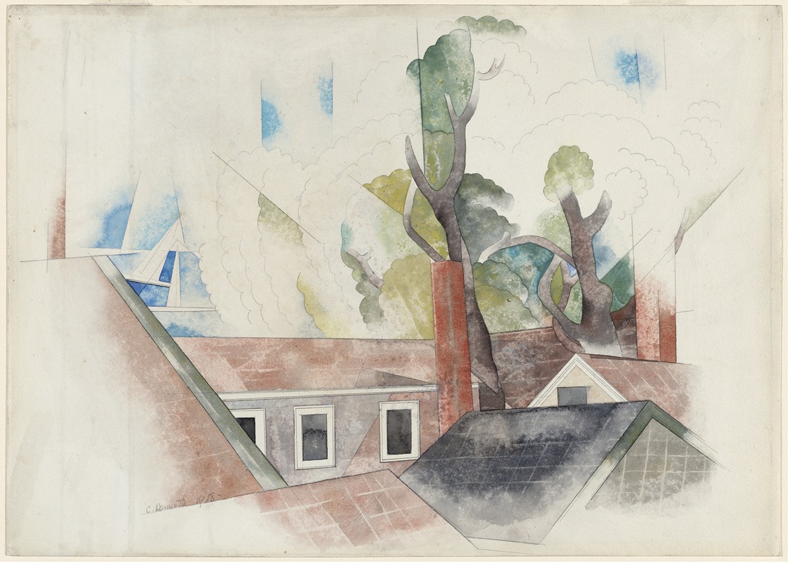 Rooftops and Trees by Charles Demuth, 1918 — digital art print download
