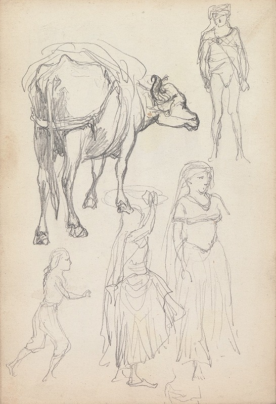 Study of an Ox and Standing Figures — Уильям Симпсон