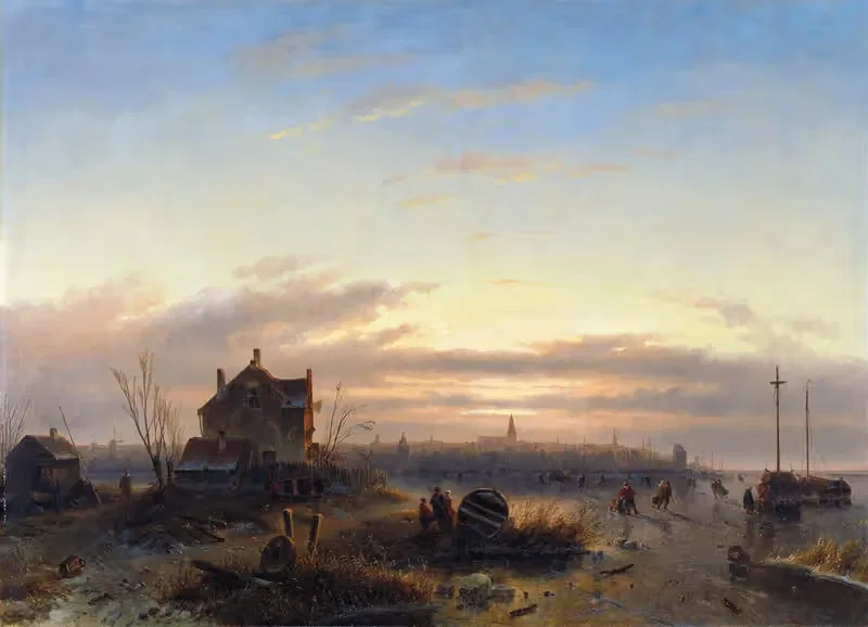 Зима на Ий перед Амстердамом by Шарль Лейкерт, 1850 — digital art print download