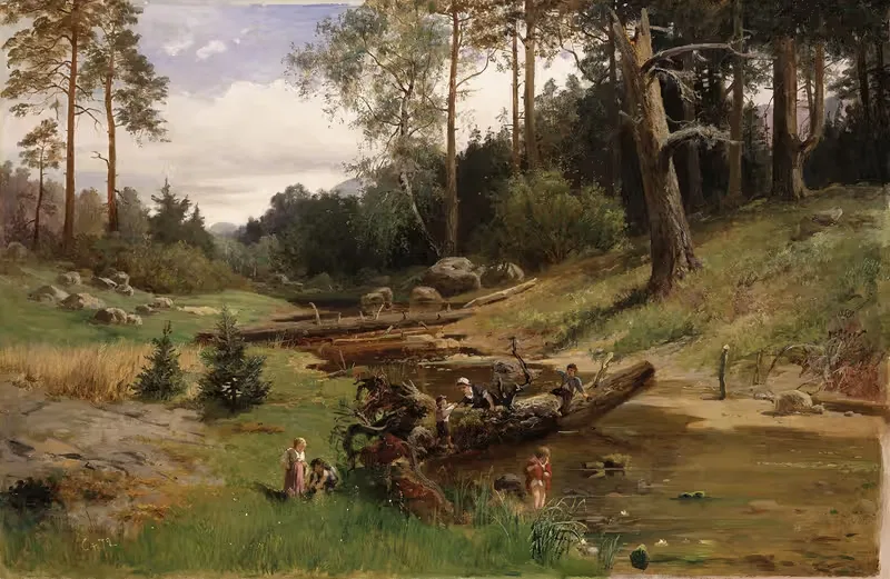 У ручья в лесу by Чарльз XV Шведский, 1872 — digital art print download