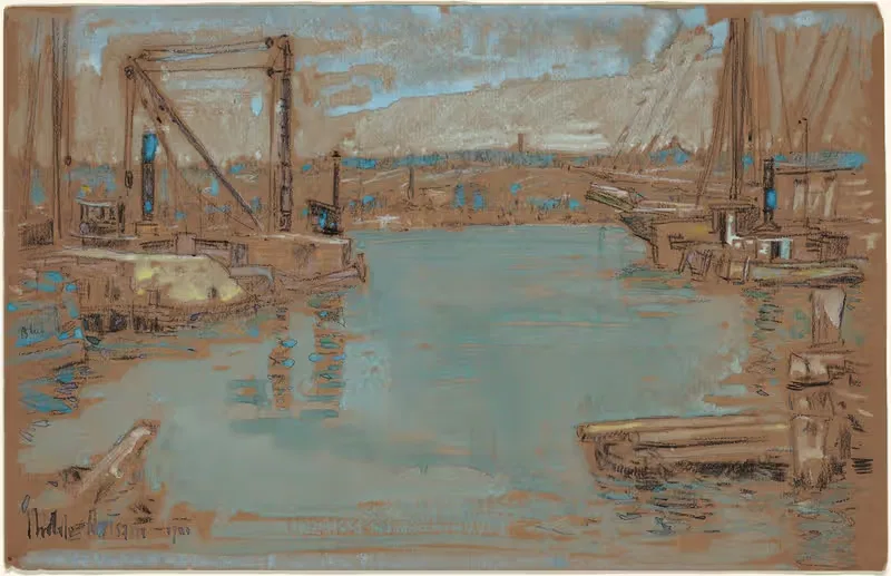 Док Северной реки, Нью-Йорк by Чайлд Хассам, 1901 — digital art print download