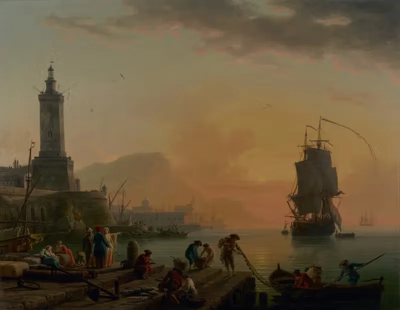 Спокойствие в средиземноморском порту by Клод-Жозеф Верне, 1770 — digital art print download