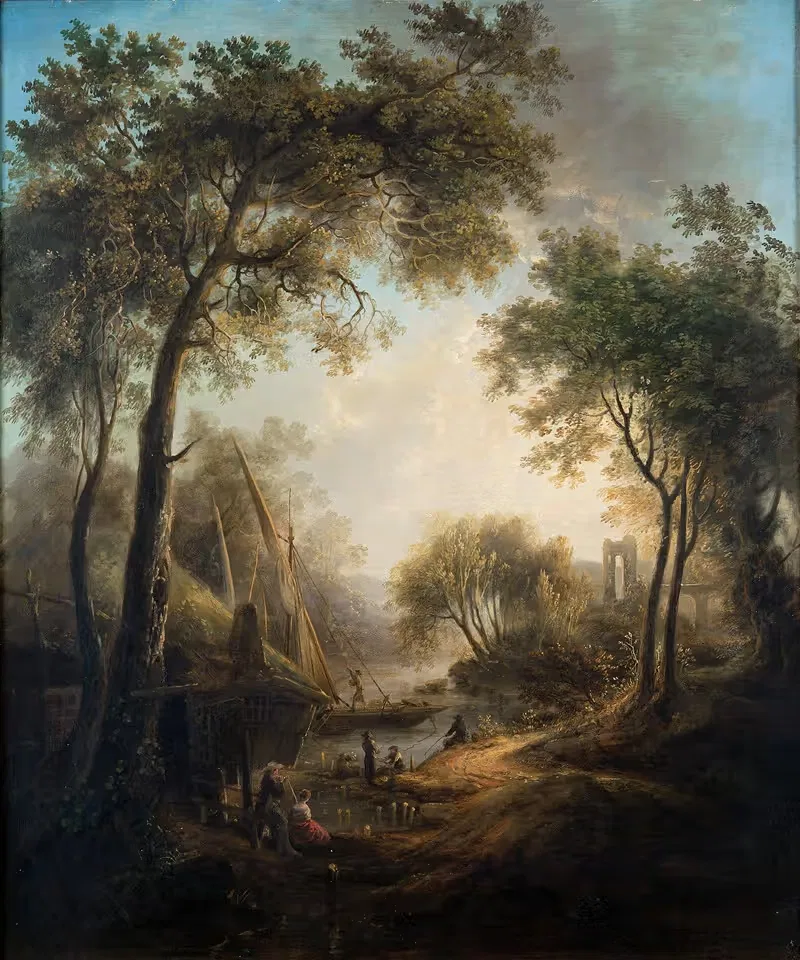 Summer Landscape with Water and Tall Trees — Elias Martin