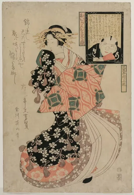 Глаза для взгляда на куртизанку by Кикукава Эйзан, c. 1810 — digital art print download
