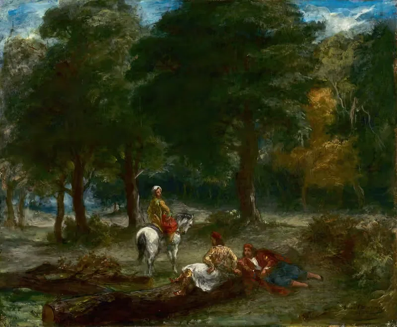 Греческие кавалеристы, отдыхающие в лесу by Эжен Делакруа, 1858 — digital art print download