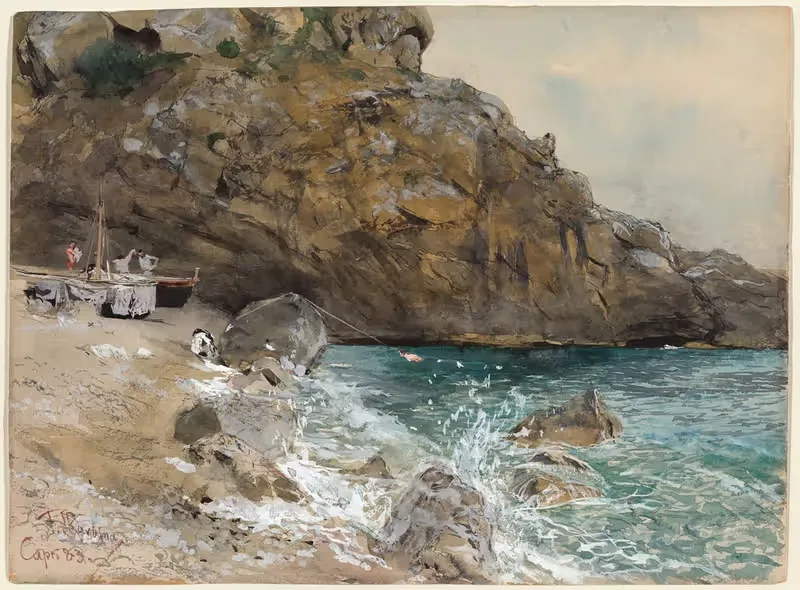 The Beach at Marina Piccola,Capri — Franz Skarbina
