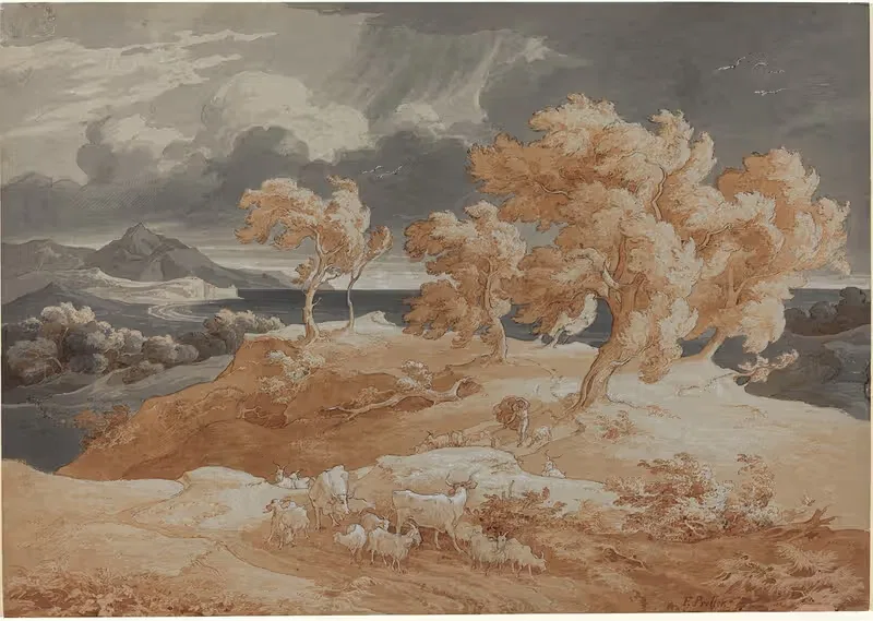Italian Coastal Landscape with a Thunderstorm — Friedrich Preller the Elder