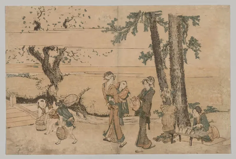 Group of Figures near a Brook — Katsushika Hokusai