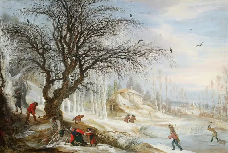 Winter Landscape with Wood Gatherers — Gijsbrecht Leytens