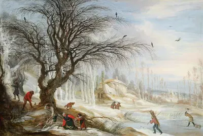 Зимний пейзаж с лесорубами by Гейсбехт Лейтенс — digital art print download