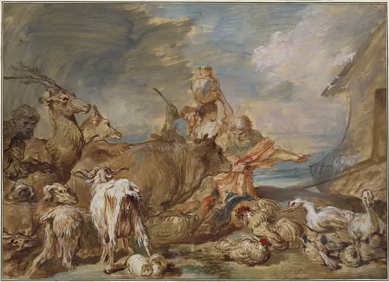 Ной ведет животных в ковчег by Джованни Бенедетто Кастильоне, c. 1645 — digital art print download
