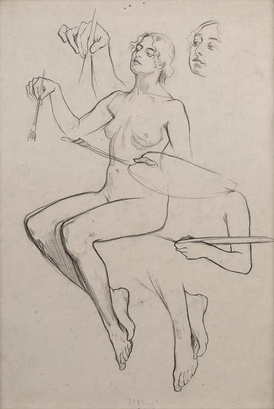 Female nude by Альфонс Муха — digital art print download