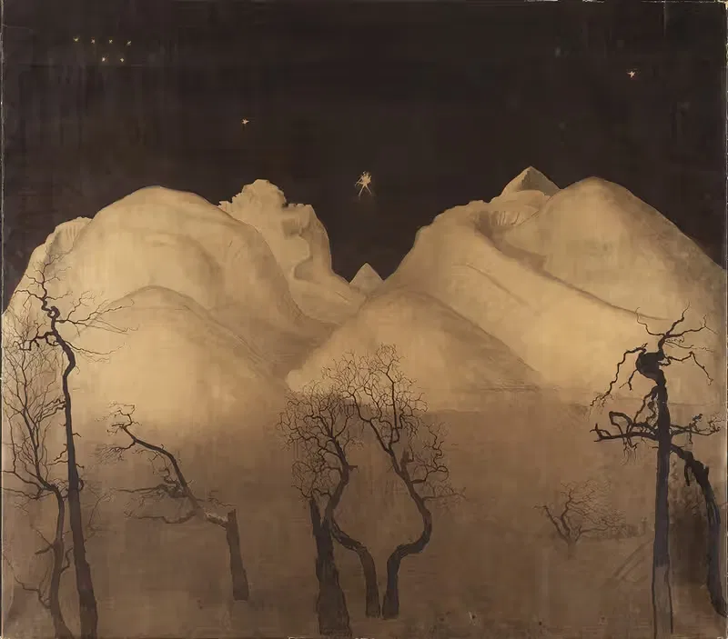 Winter Night in the Mountains. Study by Харальд Сольберг — digital art print download