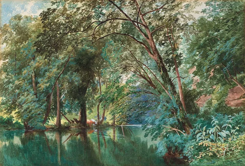 Деревья над рекой Фром в Степлтоне by Джеймс Джексон Кёрнок, 1862 — digital art print download