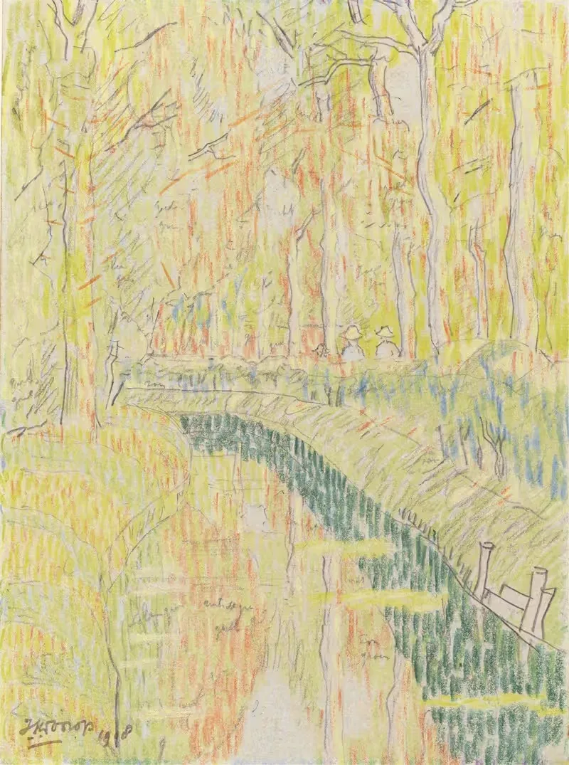 Канал между деревьями by Ян Тoorоп, 1908 — digital art print download