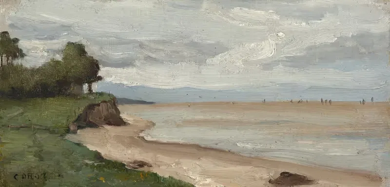 Пляж рядом с Этрета by Жан-Батист-Камиль Коро, c. 1872 — digital art print download