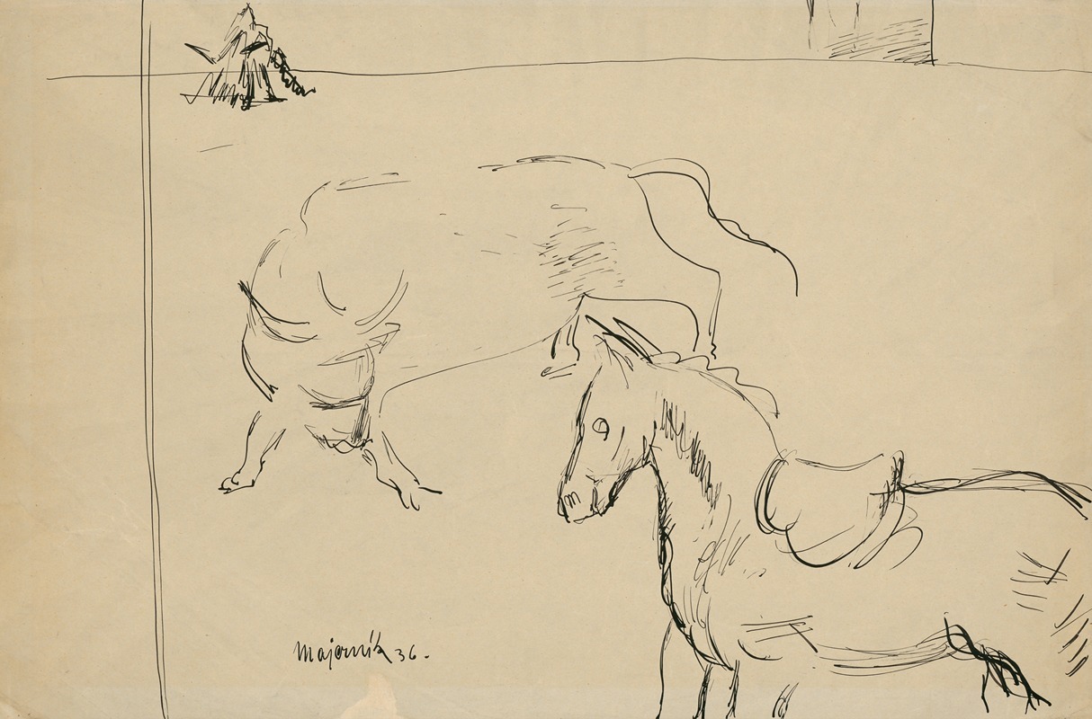 Horse and Bull by Циприан Майерник, 1936 — digital art print download