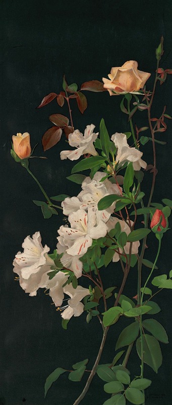 Azaleas and Roses by Джордж Кокран Ламбдин, 1878 — digital art print download