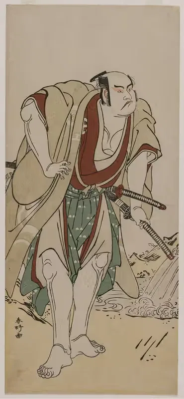 Отані Хиродзи III как самурай, стоящий у ручья — Кацукава Сюнко
