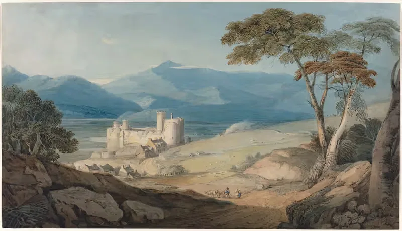 Замок Харлек и Сноудон by Джон Варли, c. 1805 — digital art print download
