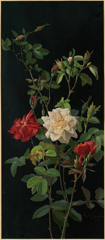 Roses and Buds by George Cochran Lambdin, 1878 — digital art print download