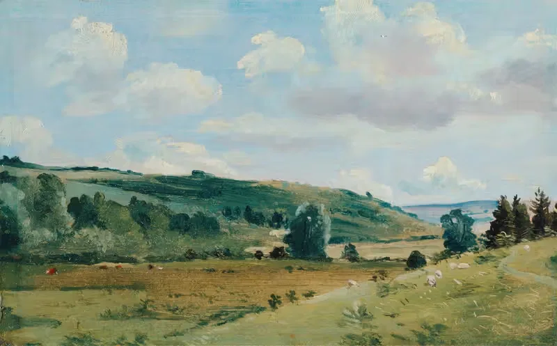 Летний пейзаж рядом с Дедхэмом by Лайонел Констебл, 1849 - 1855 — digital art print download