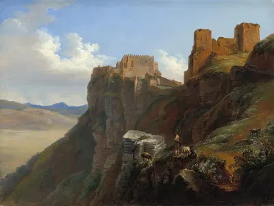Вид на Кастелло ди Сан Джулиано, недалеко от Трапани, Сицилия by Луиза-Жозефина Саразин де Бельмон — digital art print…