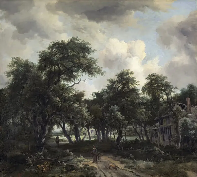 Шляпа среди деревьев by Мейндерт Хоббема, c. 1664 — digital art print download