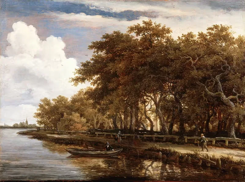 View Along the Amstel by Meindert Hobbema, c.1660 — digital art print download